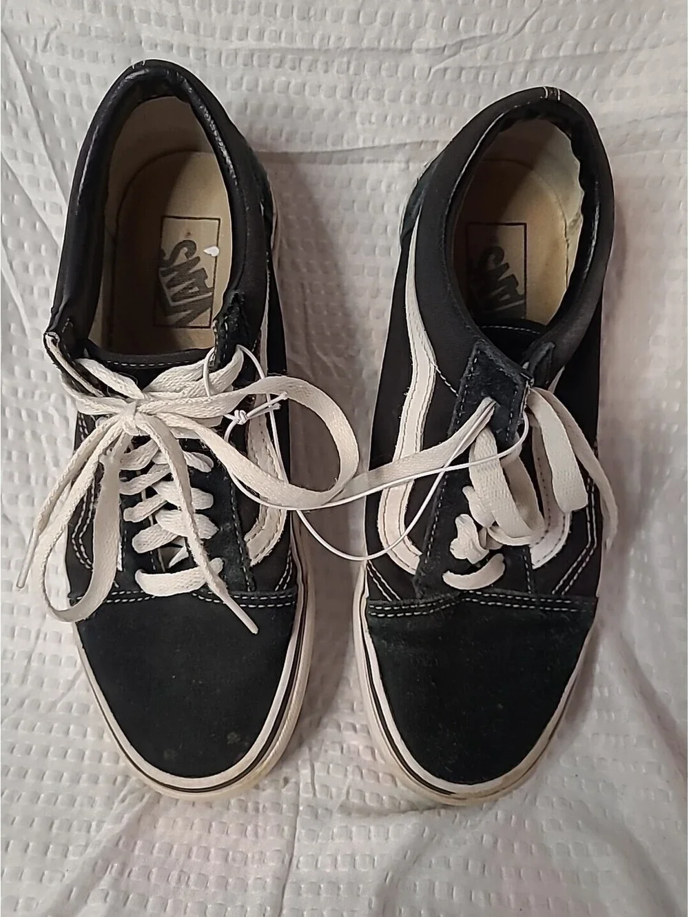 Vans Old Skool Black White Suede Canvas Skate Shoes Mens 7.5 Womens 9